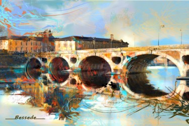 Photography titled "Le pont- neuf  de T…" by Christian Bessede, Original Artwork, Digital Photography Mounted on Wood Stretc…