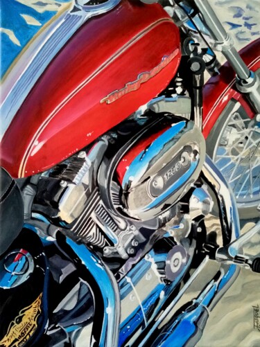 제목이 "Sportster on the be…"인 미술작품 Off Olivier Fasquel로, 원작, 아크릴 나무 들것 프레임에 장착됨