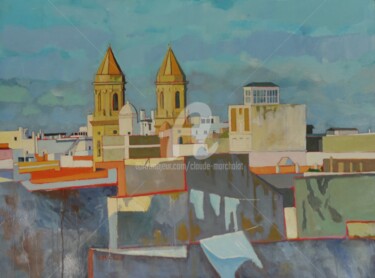 Cadix, les deux clochers de l'église de San Antonio, (huile)