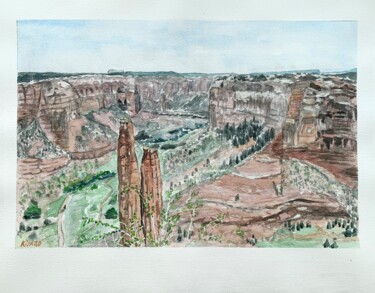 Painting titled "Le canyon de Chelly…" by Kija, Original Artwork, Watercolor