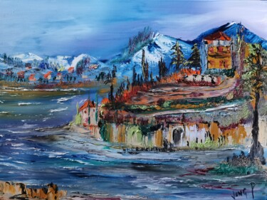 Peinture intitulée "Le lac di birgio" par Pascal Jung, Œuvre d'art originale, Huile