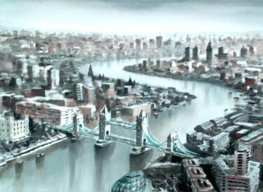 Tower bridge Peinture intitulée "Tower bridge" par Stjepan Lezaic (Pepi), Œuvre d'art originale, Aquarelle