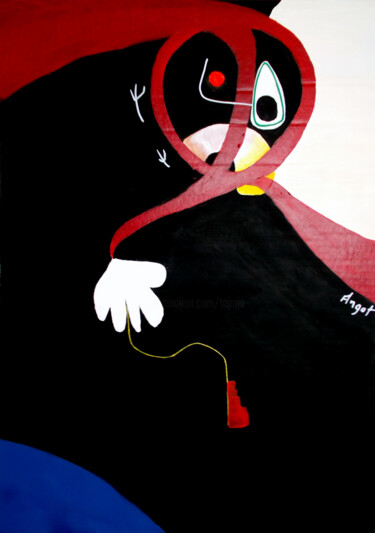 Personnage noir #artistsupportpledge Painting titled "Personnage noir #ar…" by Thierry Angot, Original Artwork, Acrylic