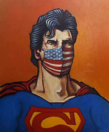 Pintura intitulada "Superman" por Pascal Buffard, Obras de arte originais, Óleo