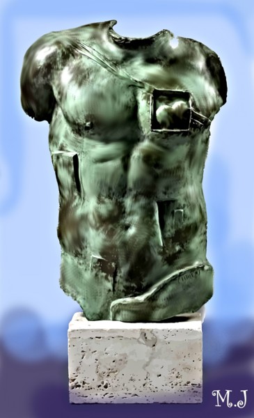 Male bust - Bronze - Sculpture - Digital art - Digital paint Arts numériques intitulée "Male bust - Bronze…" par Armajay, Œuvre d'art originale, Travail numérique 2D
