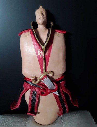 제목이 "Samouraï"인 조형물 Gils Pascalon De Saint Marc로, 원작, 점토