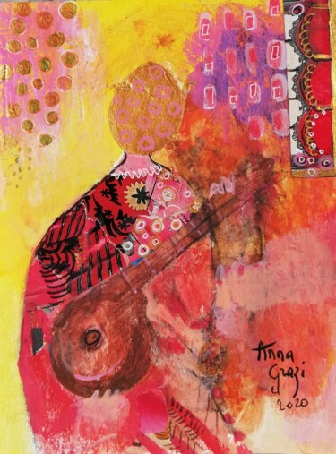 La jeune musicienne #artistsupportpledge 「La jeune musicienne…」というタイトルの絵画 Anna Graziによって, オリジナルのアートワーク, アクリル