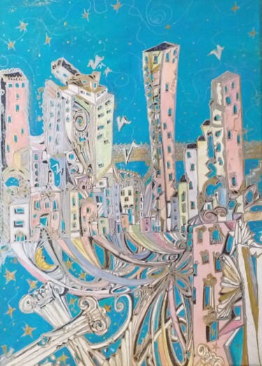 绘画 标题为“BRIDGE NY” 由Anna Aspasia Theodorakis, 原创艺术品, 丙烯 安装在木质担架架上