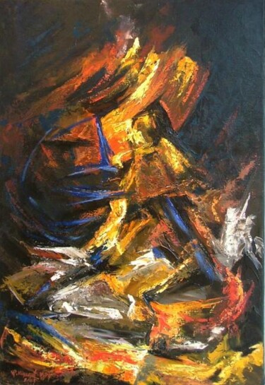 Peinture intitulée "Gardien de la nuit" par René Vincent-Viry, Œuvre d'art originale