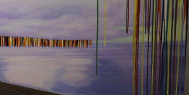 Schilderij getiteld "seascape cloud rain…" door Kyrylo Bondarenko, Origineel Kunstwerk, Acryl