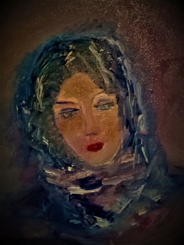 Painting titled "LE VOILE BLEU" by Marie, Original Artwork, Oil