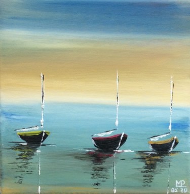 Peinture intitulée "Mouillages" par Marie-Pascale Le Goff (L’île à L’eau), Œuvre d'art originale, Acrylique