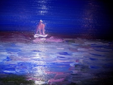 Painting titled "LIBRE FACE AU VENT…" by Marie, Original Artwork, Oil