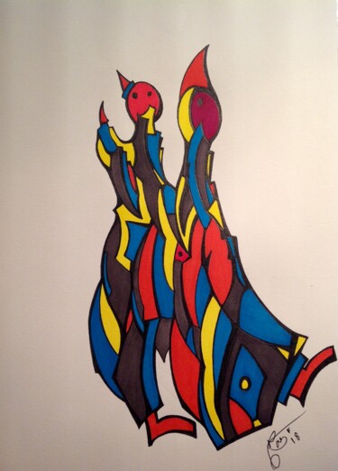 Drawing titled "SORTIR" by Moreau Franck Didier, Original Artwork, Gel pen