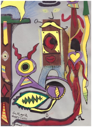 Collages titled "de magritte happy c…" by Yanosky, Original Artwork, Collages