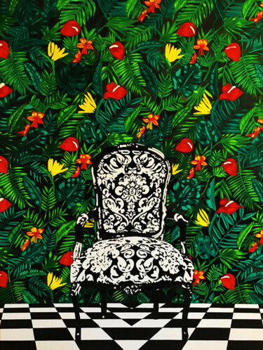 Painting titled "The Seat of power" by Tara Shakti, Original Artwork, Oil Mounted on Wood Stretcher frame