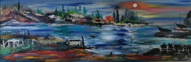 Peinture intitulée "La Baie / evening" par Pascal Jung, Œuvre d'art originale, Huile