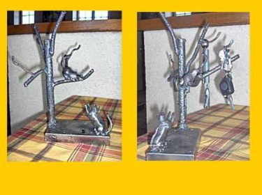 Sculpture intitulée "Jeux de chats" par Mile, Œuvre d'art originale