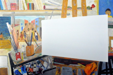 Painting titled ""This is the moment…" by Asher, Original Artwork, Oil Mounted on Wood Stretcher frame