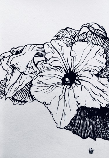 Peinture intitulée "Fleur de potiron" par Anne Brigaud, Œuvre d'art originale, Marqueur