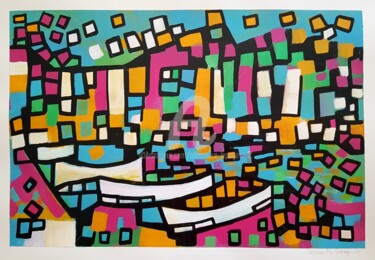 Port en mosaïque Ζωγραφική με τίτλο "Port en mosaïque" από Alexandre Lepage, Αυθεντικά έργα τέχνης, Ακρυλικό
