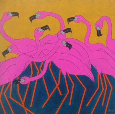 Painting titled "Rassemblement d'aut…" by Eric Richet, Original Artwork, Acrylic Mounted on Wood Stretcher frame