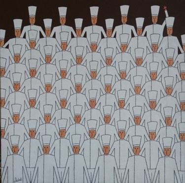 Painting titled "Tous aux fourneaux" by Eric Richet, Original Artwork, Acrylic Mounted on Wood Stretcher frame