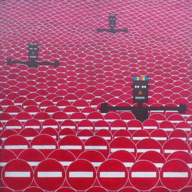 Peinture intitulée "Sens interdit et co…" par Eric Richet, Œuvre d'art originale, Acrylique Monté sur Châssis en bois