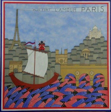 Peinture intitulée ""Plus fort l'amour…" par Eric Richet, Œuvre d'art originale, Acrylique Monté sur Châssis en bois