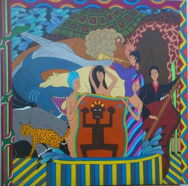 Peinture intitulée "Ballade au parc" par Eric Richet, Œuvre d'art originale, Acrylique Monté sur Châssis en bois