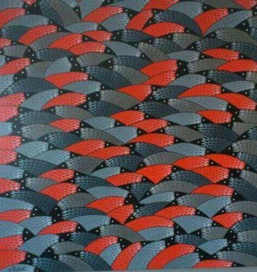 Painting titled "Poissons - Prise au…" by Eric Richet, Original Artwork, Acrylic Mounted on Wood Stretcher frame