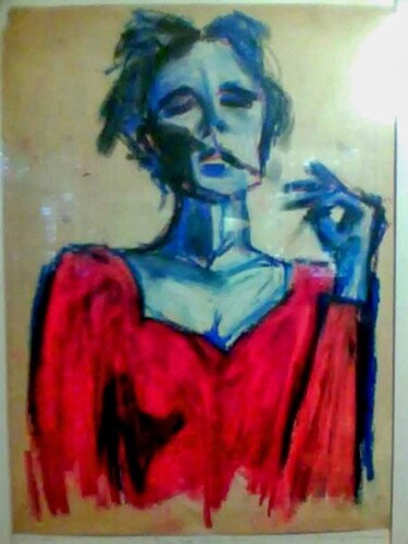 Drawing titled "red women smoking" by Robert Witherspoon, Original Artwork, Acrylic