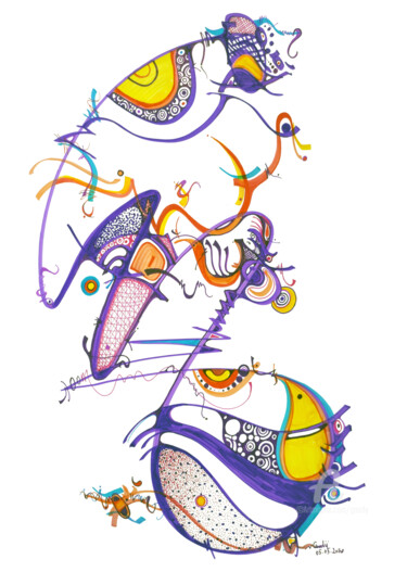 Dibujo titulada "Complexité 4" por Goodÿ, Obra de arte original, Rotulador