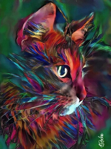 Freezby, cat - Mix media on panel - 70 x 52 cm