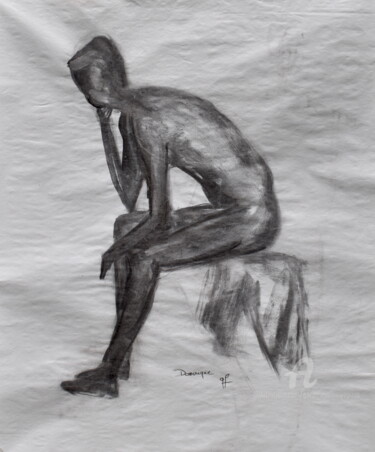 Dessin intitulée "Dominique" par Geneviève Lamya Pous, Œuvre d'art originale, Fusain