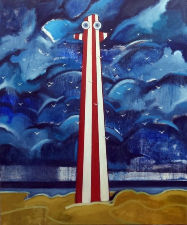 Painting titled "Monolithe" by Pascal Buffard, Original Artwork, Oil