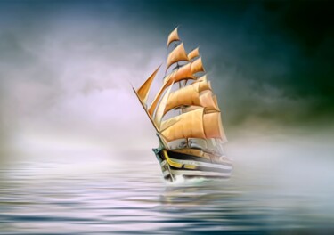 Digital Arts titled "Fog in the ocean" by Radiy Bohem, Original Artwork, Photo Montage