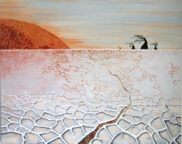绘画 标题为“Guetteurs du desert…” 由Mileg, 原创艺术品, 丙烯 安装在木质担架架上
