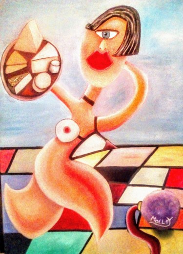 Painting titled "LES FROMAGERES" by Sylvain Guillot (Molley), Original Artwork, Oil