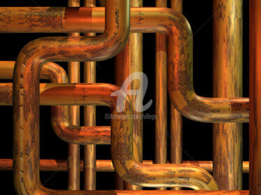 Digital Arts titled "TUYAU 9" by Mahmoud Lahbib, Original Artwork, 3D Modeling