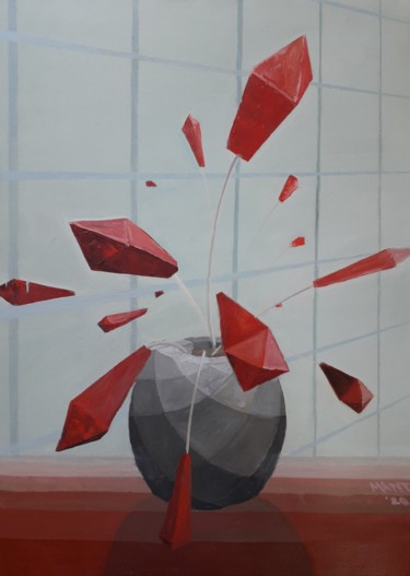 Schilderij getiteld "Flatness" door Marat Japarov, Origineel Kunstwerk, Olie Gemonteerd op Frame voor houten brancard