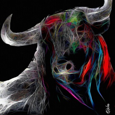 Toro 100 - Mix media on panel - 70x70 cm - OOAK-Bull