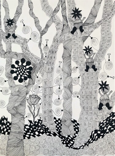 Drawing titled "Arbre enfant" by Lucie Giglio, Original Artwork, Ink