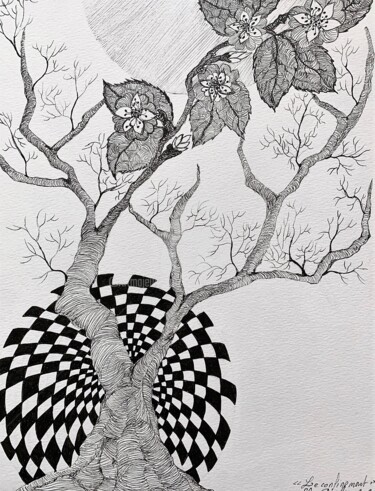 Drawing titled "Arbre des légendes" by Lucie Giglio, Original Artwork, Ink