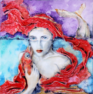 Pintura titulada "" Dans l'eau"" por Natalia Laletina, Obra de arte original, Acrílico