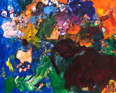 Peinture intitulée "Jungle Party At Dusk" par Aatmica Ojha, Œuvre d'art originale, Acrylique