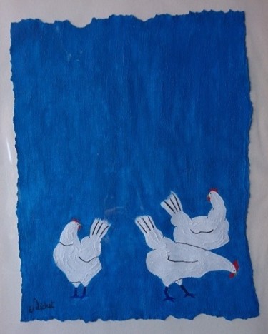 Painting titled "Cocottes en bleu" by Eric Richet, Original Artwork, Acrylic