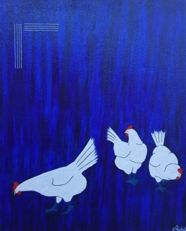 Peinture intitulée "Rendez-vous en bleu…" par Eric Richet, Œuvre d'art originale, Acrylique Monté sur Châssis en bois