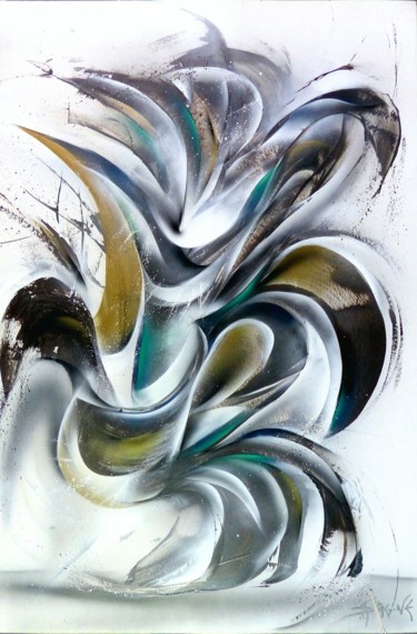 Tableau aerosols graffiti " 23 carats " - Airgone Malerei mit dem Titel "Tableau aerosols gr…" von Airgone, Original-Kunstwerk, Sprühfarbe Auf Holzplatte montiert