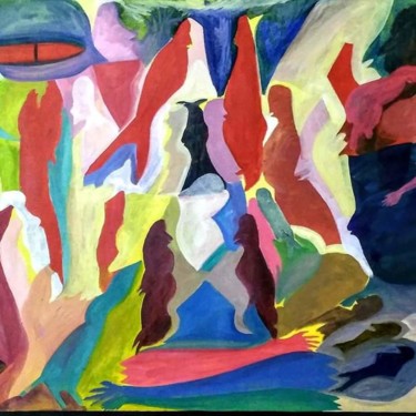 Painting titled "Domestic war to sto…" by Nadim Ahmed Khan, Original Artwork, Acrylic